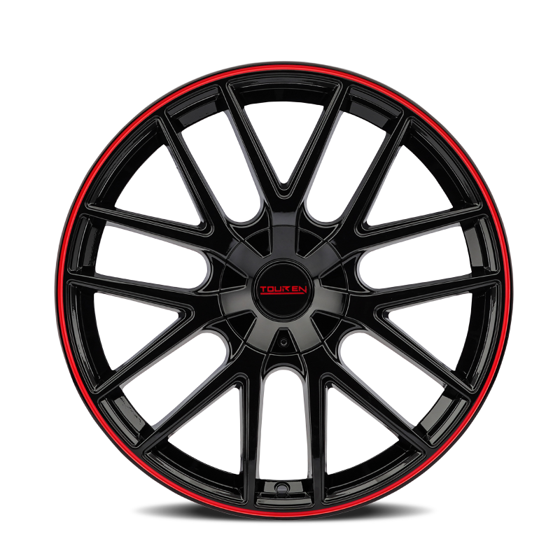Touren 3260 TR60 18x8 / 5x108/114.3 BP / 40mm Offset / 72.62mm Hub Gloss Black w/ Red Ring Wheel