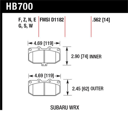 Hawk 2006-2007 Subaru Impreza WRX HPS 5.0 Front Brake Pads
