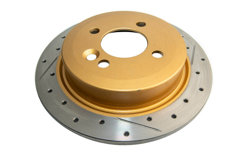 DBA 07-16 Mini Cooper (14mm Lug Excl JCW Brakes) Rear Street Series Drill & Slot Rotor w/Gold Hat
