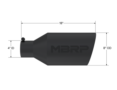 MBRP Universal Tip 8in O.D. Rolled End 4in inlet 18in length Black