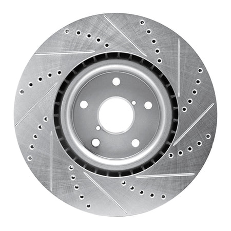 R1 05-20 Subaru Impreza Front Left Drilled & Slotted Silver Brake Rotor