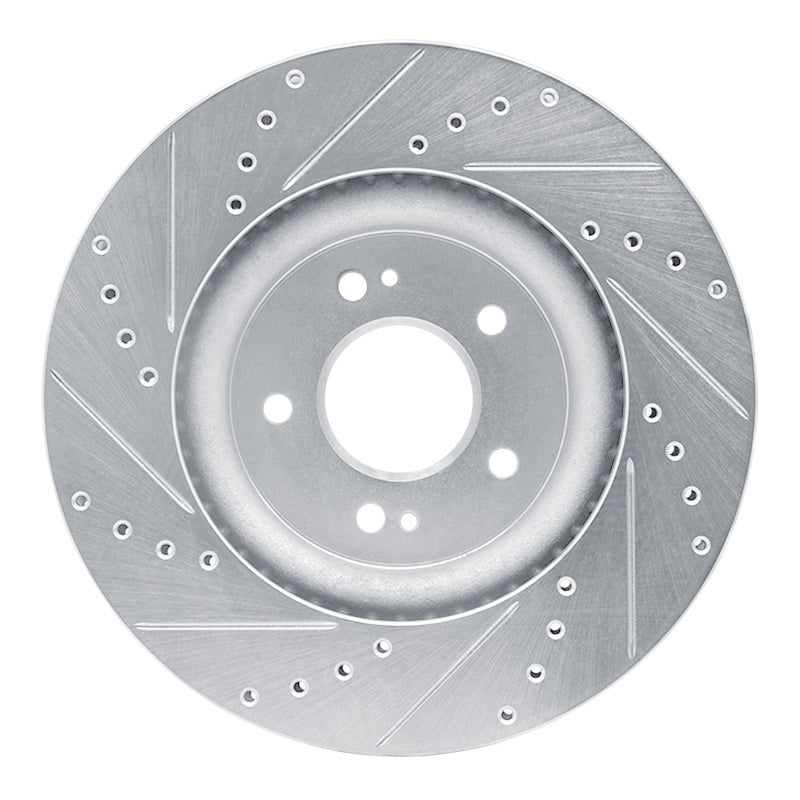 R1 18-23 Genesis G70 Front Right Drilled & Slotted Silver Brake Rotor