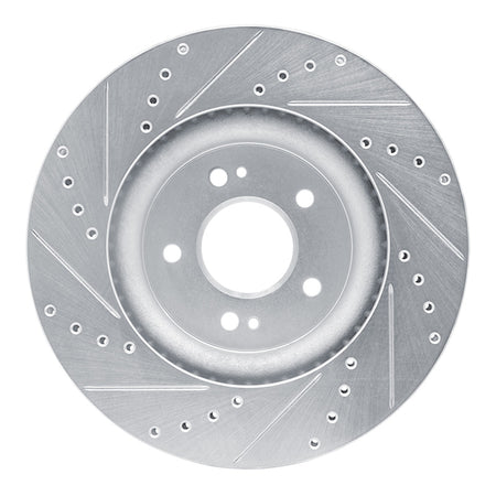 R1 18-23 Genesis G70 Front Right Drilled & Slotted Silver Brake Rotor