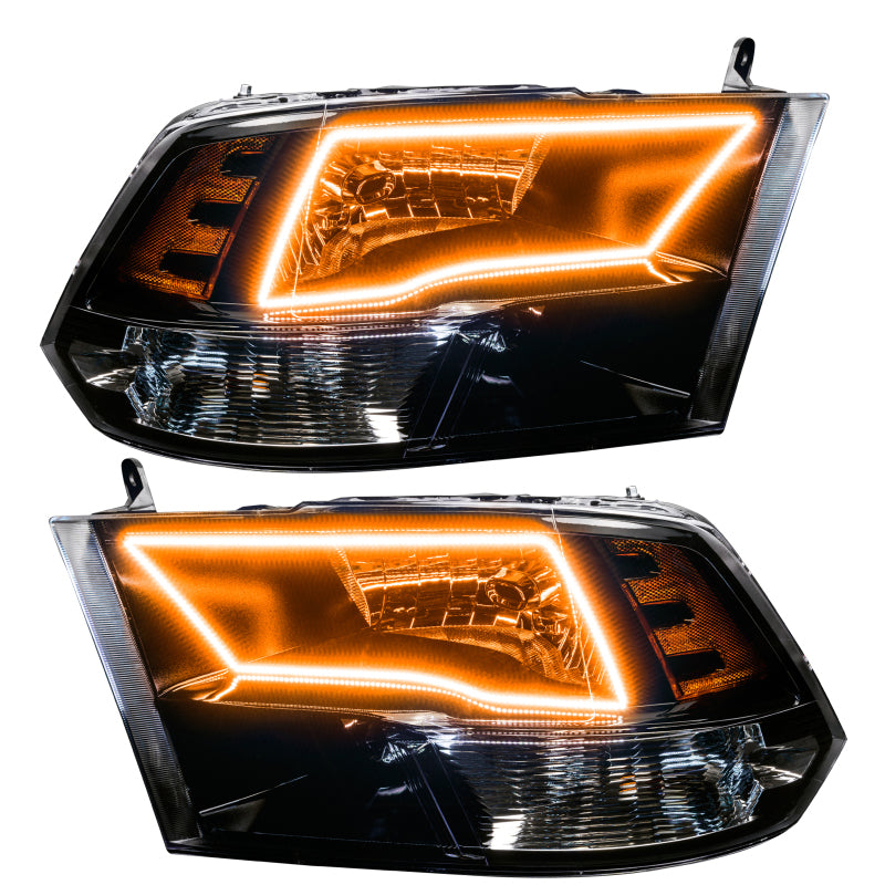 Oracle 09-17 RAM 1500 TRX Quad Pre-Assembled Headlights Blk Housing - w/ BC1 Controller