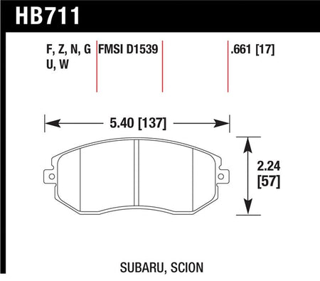 Hawk 13 Subaru BRZ/13 Legacy 2.5i / 13 Scion FR-S DTC-30 Front Street Brake Pads