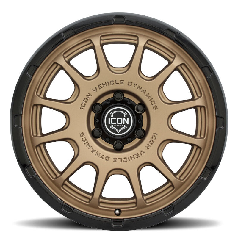 ICON Alloys Rancho 20x9 / 6x5.5 / 16mm / 5.625in BS Satin Bronze w/ Gloss Black Lip Wheel