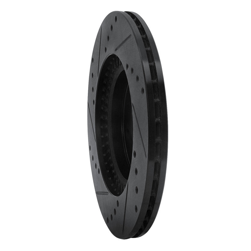 R1 06-15 Mazda MX-5 Miata Front Right Drilled & Slotted Black Brake Rotor