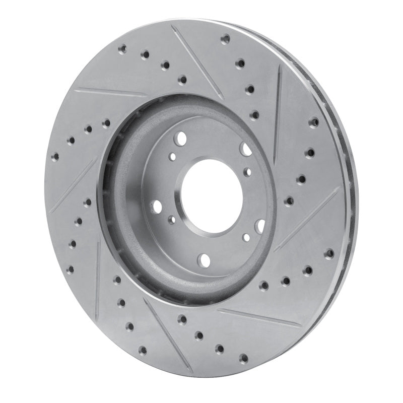 R1 06-15 Honda Civic Si Front Left Drilled & Slotted Silver Brake Rotor