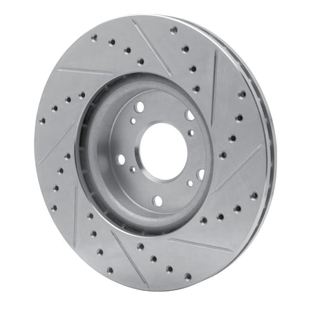 R1 06-15 Honda Civic Si Front Left Drilled & Slotted Silver Brake Rotor