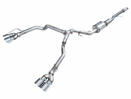AWE Tuning 2021+ GMC Suburban/Yukon XL 5.3L 0FG Split Rear Exit Catback - Quad Chrome Silver Tips
