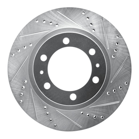 R1 03-23 Toyota FJ Cruiser Front Right Drilled & Slotted Silver Brake Rotor