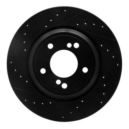 R1 00-06 BMW M5 Rear Left Drilled & Slotted Black Brake Rotor