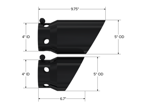MBRP 2008+ Ford F250/350/450 6.4 L 4 inlet 5 Tip Cover Set - 6.75in and 9.75in Length - Black