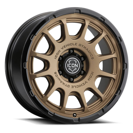 ICON Alloys Rancho 20x9 / 5x150 / 16mm / 5.625in BS Satin Bronze w/ Gloss Black Lip Wheel