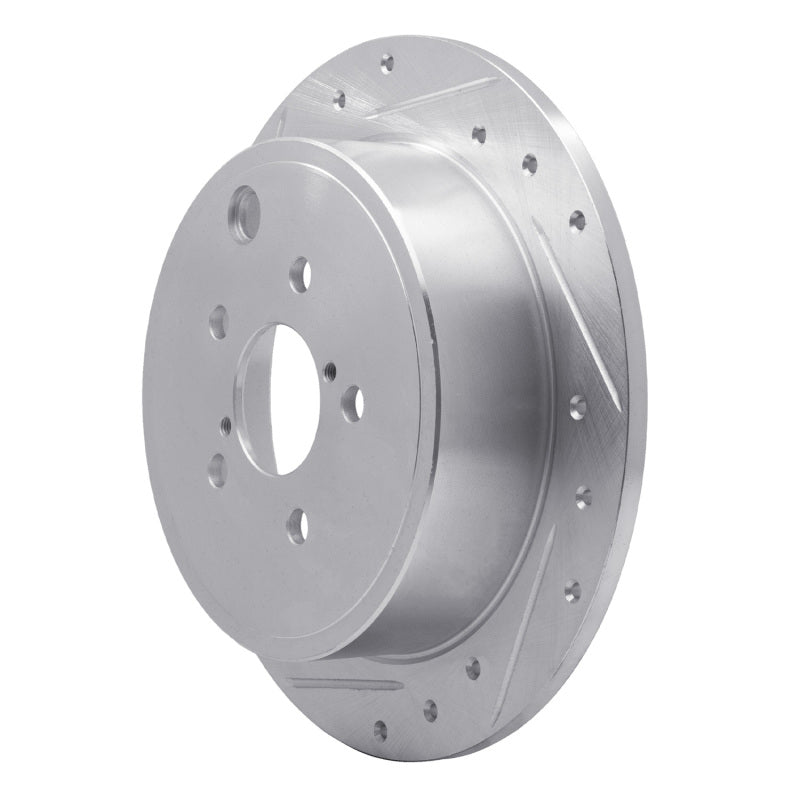 R1 08-15 Subaru Impreza Rear Left Drilled & Slotted Silver Brake Rotor