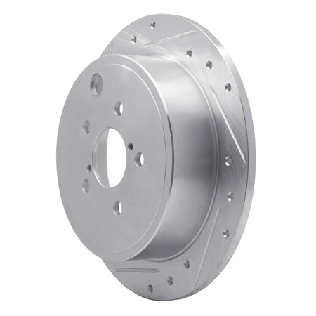 R1 08-15 Subaru Impreza Rear Left Drilled & Slotted Silver Brake Rotor