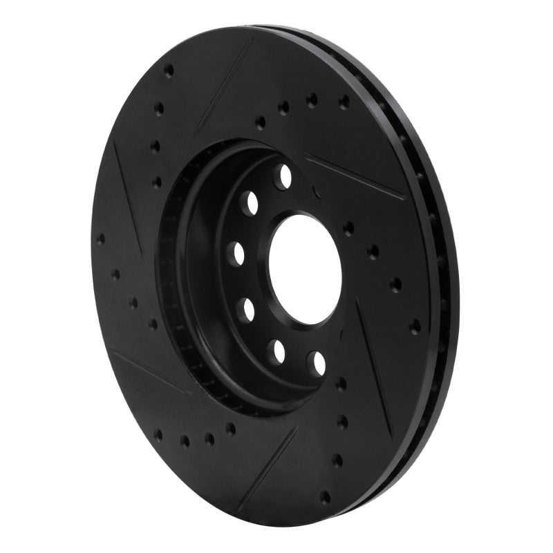 R1 05-25 Audi A3 (Mexico) Front Right Drilled & Slotted Black Brake Rotor