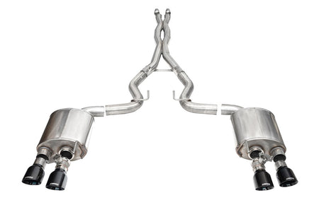 Corsa 24+ Ford Mustang Dark Horse 5.0L 3in Dual Rear Cat-Back w/Twin 4.5in Black PVD Slash Tips