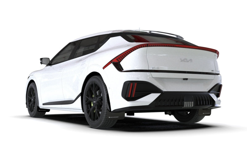 Rally Armor 25-26 Kia EV6 Base Light/GT/GT-Line Black Mud Flap - White Logo