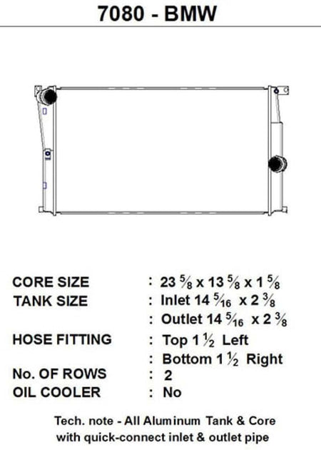 CSF BMW 2 Series (F22/F23) / BMW 3 Series (F30/F31/F34) / BMW 4 Series (F32/F33/F36) M/T Radiator