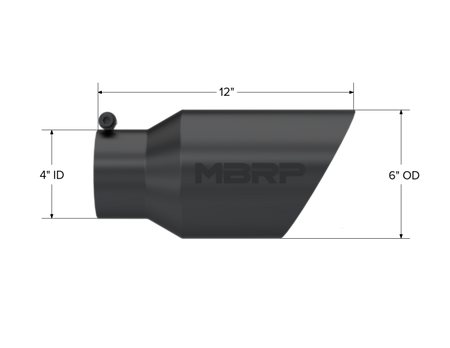 MBRP Universal Tip 6 O.D. Dual Wall Angled 4 inlet 12 length - Black Finish
