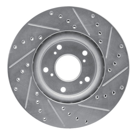 R1 06-15 Honda Civic Si Front Left Drilled & Slotted Silver Brake Rotor