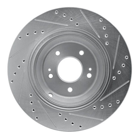 R1 18-23 Genesis G80 Rear Left Drilled & Slotted Silver Brake Rotor