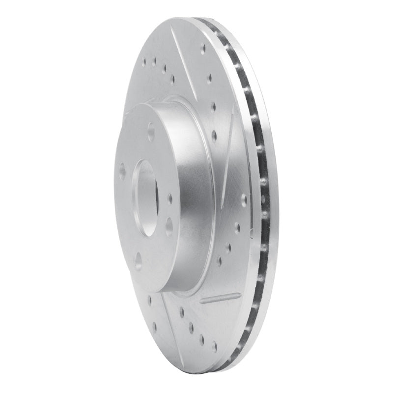 R1 94-02 Mazda Miata Front Right Drilled & Slotted Silver Brake Rotor