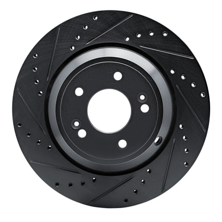 R1 18-23 Genesis G80 Rear Left Drilled & Slotted Black Brake Rotor