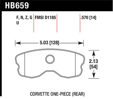 Hawk 06-10 Chevy Corvette (Improved Pad Design) Rear Performance Ceramic Sreet Brake Pads