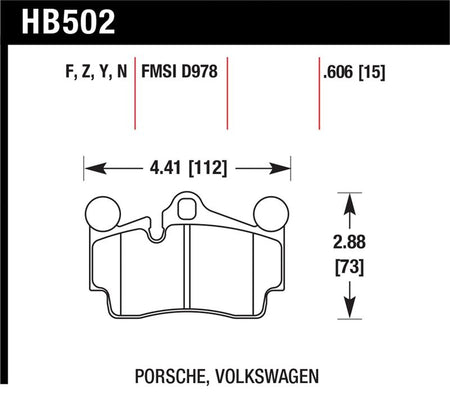 Hawk Porsche / Volkswagen Performance Ceramic Street Rear Brake Pads