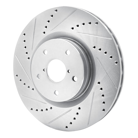 R1 05-20 Subaru Impreza Front Left Drilled & Slotted Silver Brake Rotor