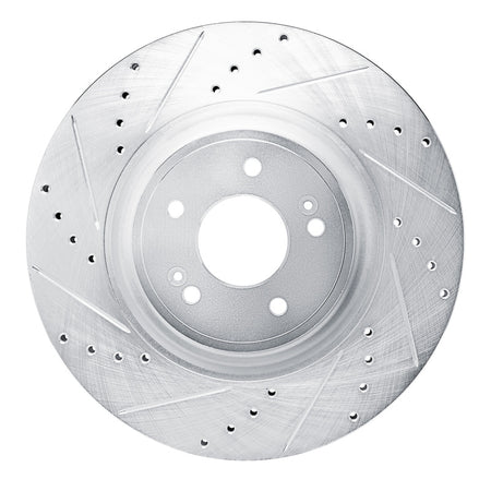 R1 2022-2023 Genesis G70 Front Left Drilled & Slotted Silver Brake Rotor