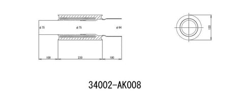 HKS UNIVERSAL EX H/M SUS 130-75 (MOQ: 8pcs)