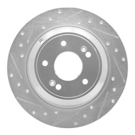 R1 18-23 Genesis G70 Rear Left Drilled & Slotted Silver Brake Rotor