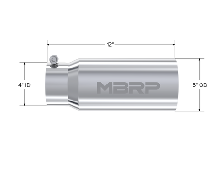 MBRP Universal Tip 5 O.D. Dual Wall Straight 4 inlet 12 length