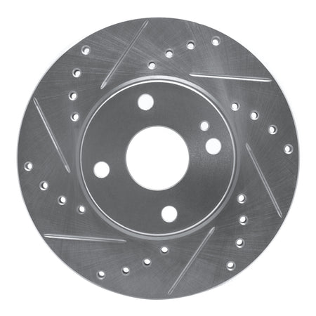 R1 94-02 Mazda Miata Front Left Drilled & Slotted Silver Brake Rotor