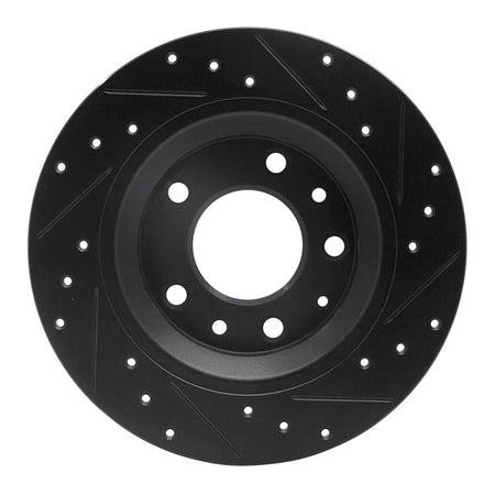 R1 98-15 Ford Fusion Rear Left Drilled & Slotted Black Brake Rotor