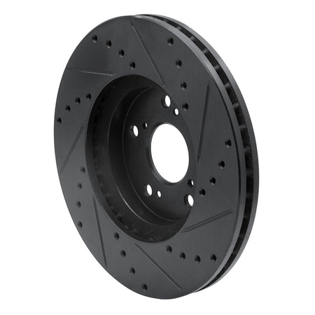 R1 04-14 Acura TSX Front Left Drilled & Slotted Black Brake Rotor