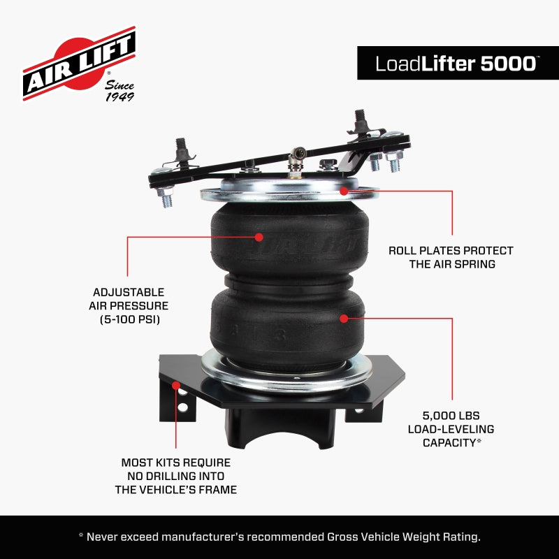 Air Lift Loadlifter 5000 Rear Air Spring Kit for 17-22 Ford F250/F350 SRW 4WD w/ Block Lift
