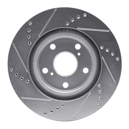 R1 2022-2023 Genesis G70 Front Right Drilled & Slotted Silver Brake Rotor