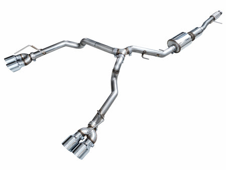 AWE Tuning 2021+ GMC Tahoe/Yukon 5.3L 0FG Split Rear Exit Catback Exhaust - Quad Chrome Silver Tips