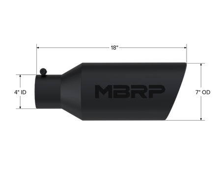 MBRP Universal Exhaust Tip 7in O.D. Rolled End 4in Inlet 18in Length - Black
