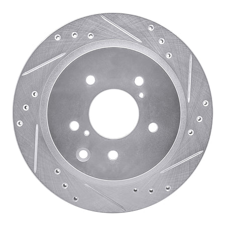 R1 89-96 Nissan 300ZX Turbo Rear Right Drilled & Slotted Silver Brake Rotor
