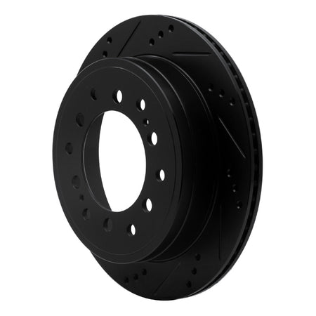 R1 2010-2024 Lexus GX460 Rear Left Drilled & Slotted Black Brake Rotor