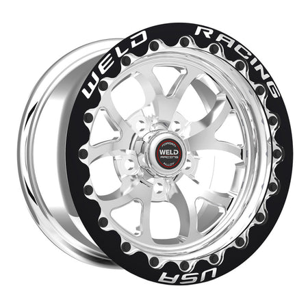 Weld S76 15x11 / 5x115 BP / 6.5 BS (Medium Pad) Polished Wheel Black SBL MT