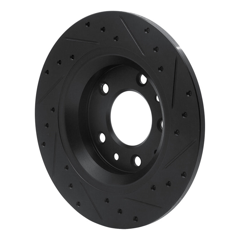 R1 98-15 Ford Fusion Rear Left Drilled & Slotted Black Brake Rotor