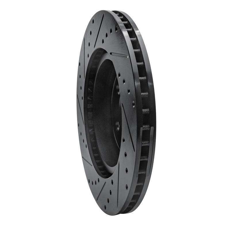 R1 09-23 Dodge Challenger Front Right Drilled & Slotted Black Brake Rotor