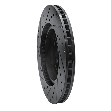 R1 09-23 Dodge Challenger Front Right Drilled & Slotted Black Brake Rotor