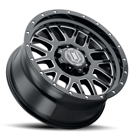 ICON Alpha 20x9 / 6x5.5 / 16mm / 5.625in BS Gloss Black Wheel w/ Milled Windows